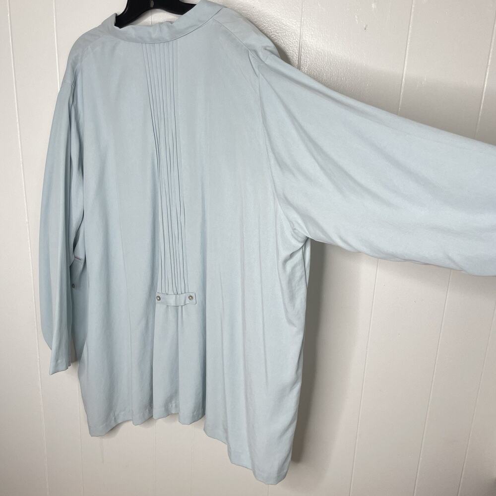 Making‎ It Big Womens Blouse Button 3X Blue Minimalist Easy Fit Pin Tuck Flowy - Picture 7 of 11